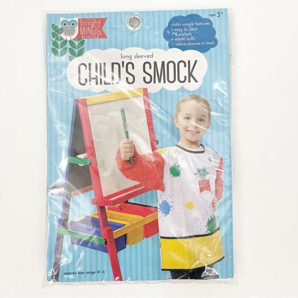 BRIGHT MINDS BY NICOLE Art Smock Size 4T-6 Child Toddler Long Sleeve Artist NWT - Picture 1 of 11